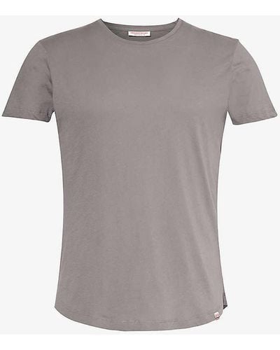 Orlebar Brown Brand-tab Round-neck Cotton T-shirt - Grey