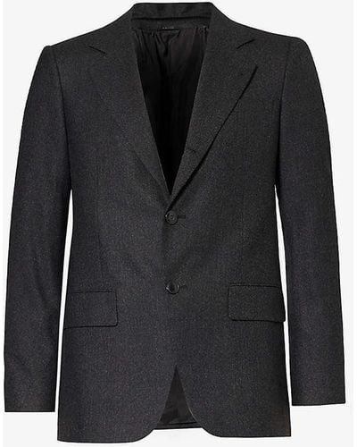 Giorgio Armani Single-breasted Notched-lapel Regular-fit Wool-blend Blazer - Black