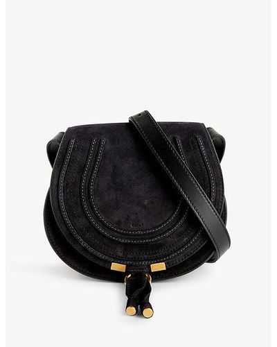 Chloé Marcie Small Suede Cross-body Bag - Black