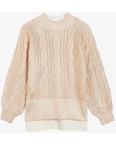 Ted Baker Metallic Cable-knit Jumper - Pink