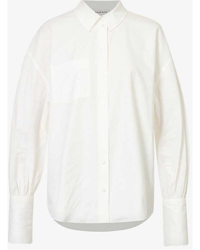 Anine Bing Maxine Logo-embroidered Cotton Shirt - White