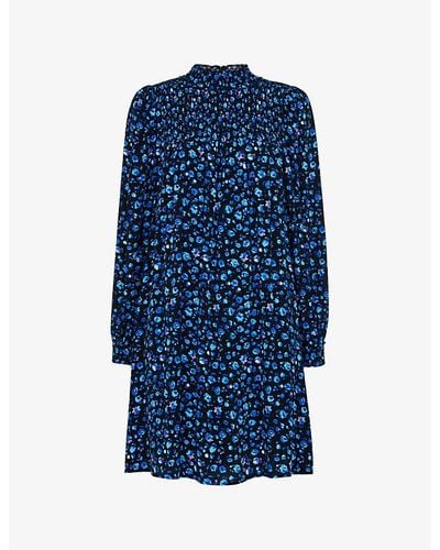 Whistles Floral-print Woven Mini Dress - Blue