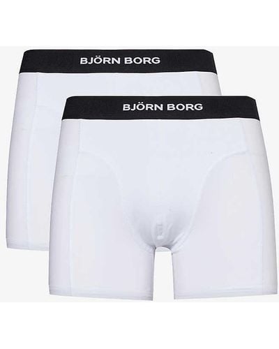 Björn Borg Logo-waistband Pack Of Two Organic Stretch-cotton Boxers - White