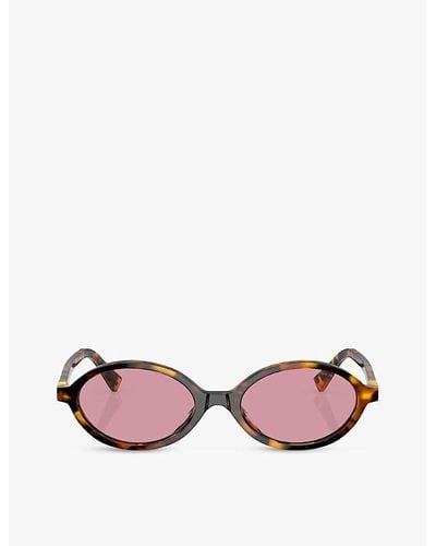 Miu Miu Mu 04zs Oval-frame Acetate Sunglasses - Pink