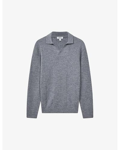 Reiss Malik Open-collar Regular-fit Wool Sweater X - Blue