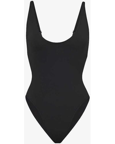 Skims Scoop-neck Low-back Recycled Stretch-nylon Swimsuit - Black