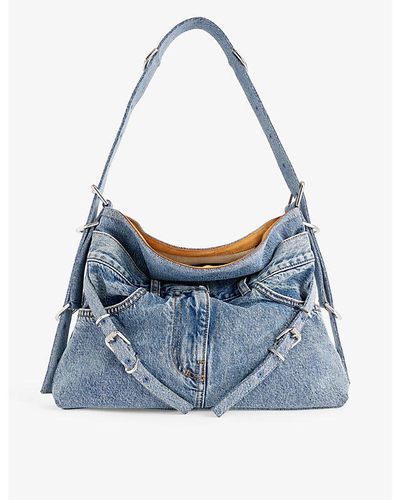 Givenchy Voyou Medium Denim Shoulder Bag - Blue