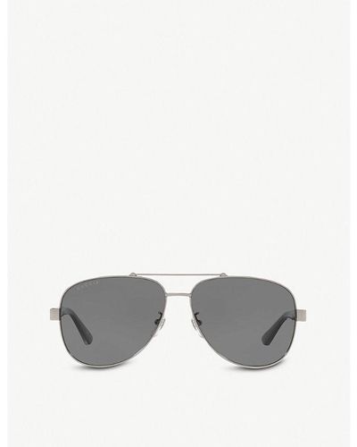 Gucci gg0528s 63 Metal And Acetate Aviator Sunglasses - Gray