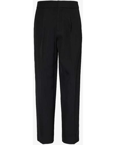 Fear Of God Brand-patch Relaxed-fit Wool And Cotton-blend Trousers - Black