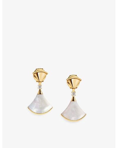 BVLGARI Divas' Dream 18ct Yellow-gold, 0.07ct Diamond And Mother-of-pearl Earrings - White