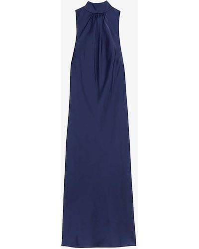 Ted Baker Llauraa Bow-embellished High-neck Woven Midi Dress - Blue