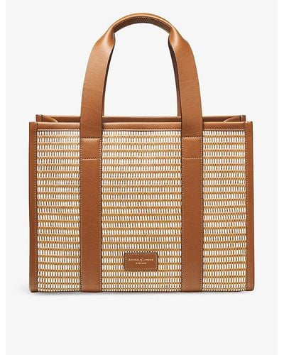 Aspinal of London Henley Small Chevron-woven Leather Tote Bag - Brown