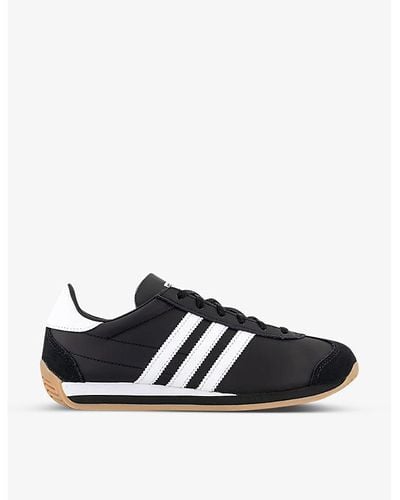 adidas Originals Country Og Brand-stamp Leather Low-top Trainers - Black