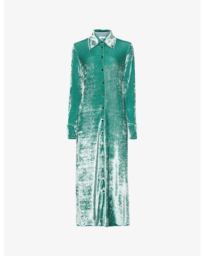 Jil Sander Velvet-textured Regular-fit Stretch-woven Midi Dress - Green