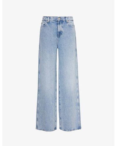 7 For All Mankind Scout Belt-loop Wide-leg Mid-rise Woven Jeans - Blue