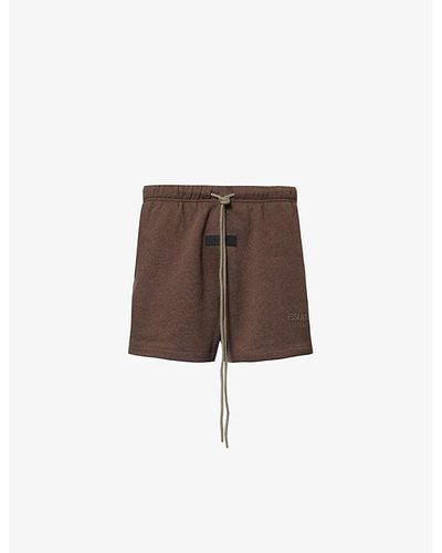 Fear Of God Brand-patch Relaxed-fit Cotton-blend Shorts - Brown