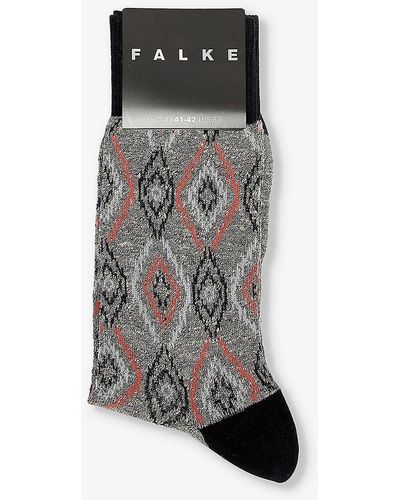 FALKE Ikat Spell Graphic-pattern Knitted Socks - Grey