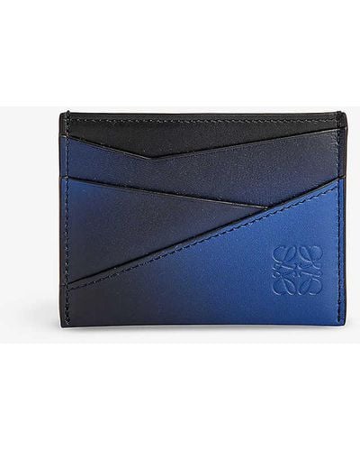 Loewe Puzzle Edge Brand-debossed Leather Card Holder - Blue