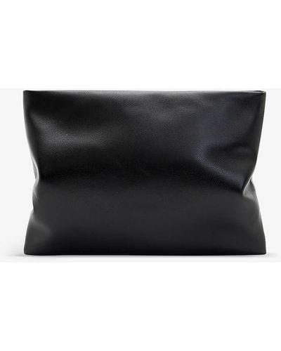 AllSaints Bettina Branded-hardware Leather Clutch - Black