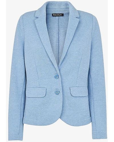 Whistles Slim-fit Single-breasted Cotton-jersey Jacket - Blue