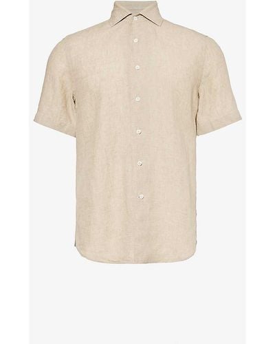 Corneliani Short-sleeved Point-collar Linen Shirt - White