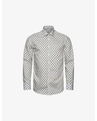 Eton Medallion-print Contemporary-fit Cotton And Lyocell Shirt - Grey
