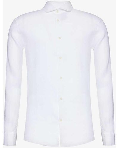 Frescobol Carioca Antonio Long-sleeved Regular-fit Linen Shirt - White