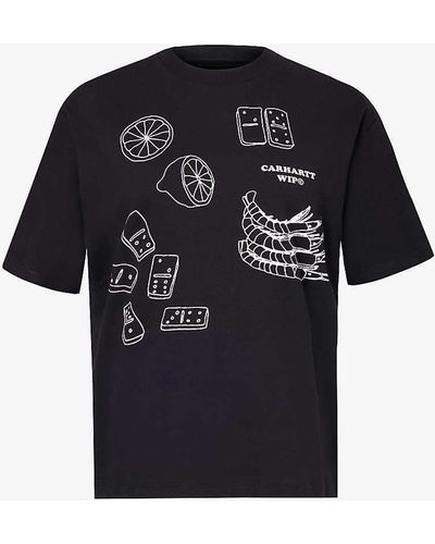 Carhartt Lunch Branded-print Organic Cotton-jersey T-shirt - Black