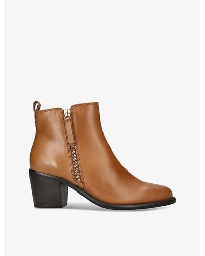 Carvela Kurt Geiger Secil Side-zip Heeled Leather Ankle Boots - Brown