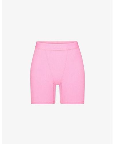Skims Soft Lounge High-rise Stretch-woven Boxer Shorts X - Pink