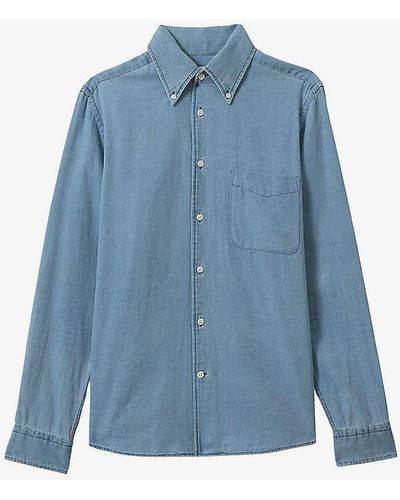 Reiss Minoa Patch-pocket Relaxed-fit Denim Shirt - Blue
