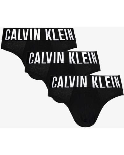 Calvin Klein Logo-waistband Pack Of Three Recycled Cotton-blend Briefs X - Black