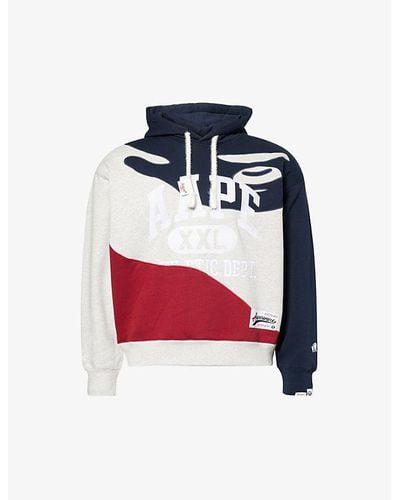 Aape College Contrast-panel Cotton-blend Hoody - Red