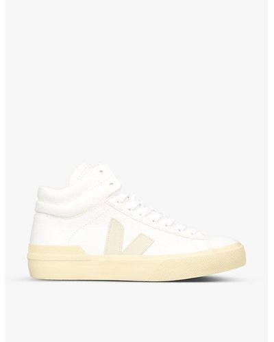 Veja Minotaur Logo-embroidered Leather High-top Sneakers - Natural