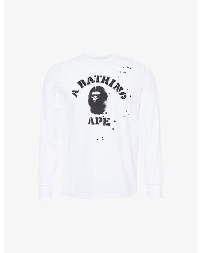 A Bathing Ape X Joshua Vides Branded-print Cotton-jersey T-shirt X - White