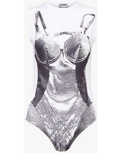 Jean Paul Gaultier Madonna Graphic-print Stretch-woven Body - White
