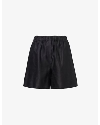 Max Mara Piadena High-rise Cotton Shorts - Black