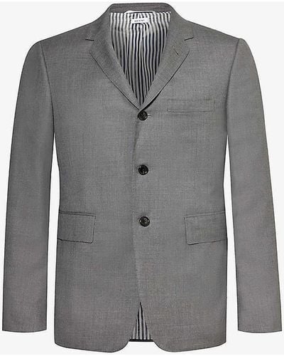 Thom Browne Single-breasted Slim-fit Wool Blazer - Grey