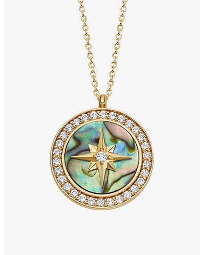 Astley Clarke Polaris Large 18ct Yellow Gold-plated Vermeil Sterling-silver, Sapphire And Abalone Locket - Metallic