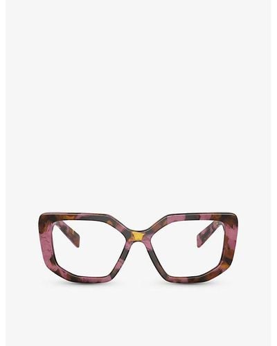 Prada Pr A04v Irregular-frame Tortoiseshell Acetate Optical Glasses - Purple