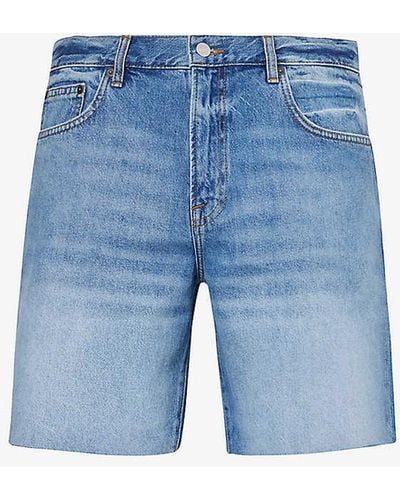 FRAME Vintage Raw-hem Regular-fit Denim Shorts - Blue
