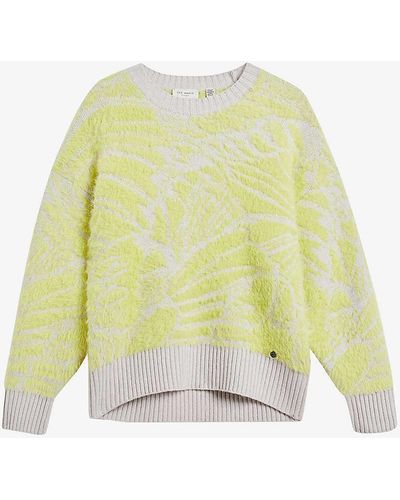Ted Baker Marrlo Jacquard-weave Knitted Jumper - Yellow