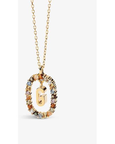 Pdpaola Initial G 18ct Yellow -plated Sterling-silver And Semi-precious Stones Pendant Necklace - Metallic