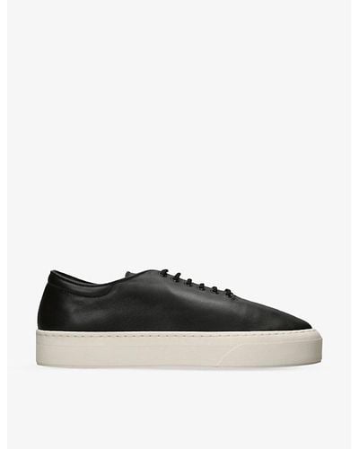 The Row Marie H Lace-up Leather Sneakers - Black