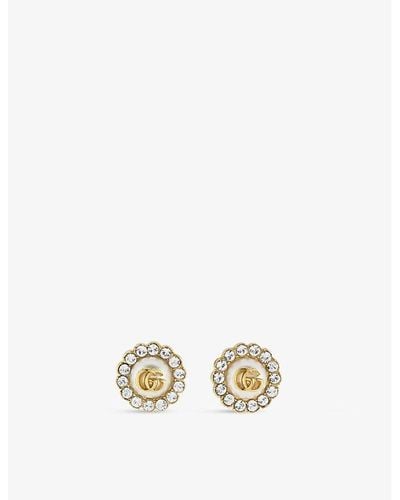 Gucci gg Marmont Crystal-flower Gold-toned Metal Earrings - Metallic