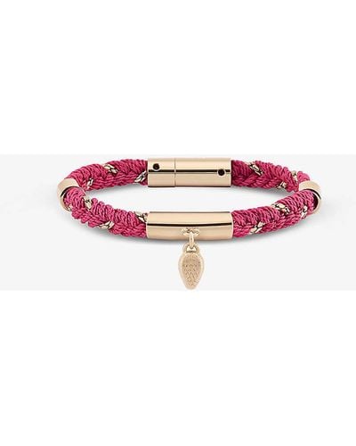 BVLGARI Serpenti Forever 18ct Yellow-gold Plated Brass And Woven Bracelet - Pink