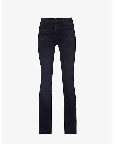 Mother The Weekender Faded-wash Flared-leg High-rise Cotton-blend Jeans - Blue