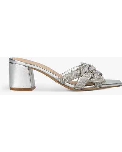ALDO Grandly Crystal-embellished Heeled Faux-leather Mules - White