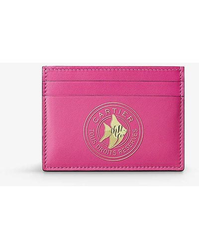 Cartier Characters Leather Card Holder - Pink