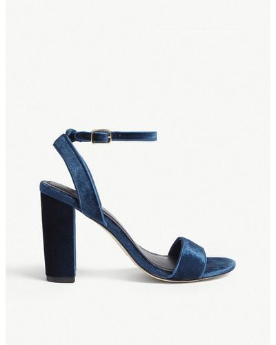 Sandro Velvet Heeled Sandals - Blue